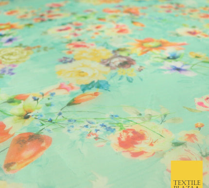 Italian Design Premium Floral Digital Printed Sheer Organza 100%Polyester Fabric