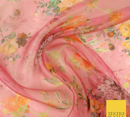 Italian Design Premium Floral Digital Printed Sheer Organza 100%Polyester Fabric