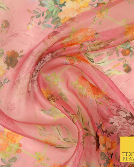 Italian Design Premium Floral Digital Printed Sheer Organza 100%Polyester Fabric