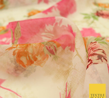 Italian Design Premium Floral Digital Printed Sheer Organza 100%Polyester Fabric