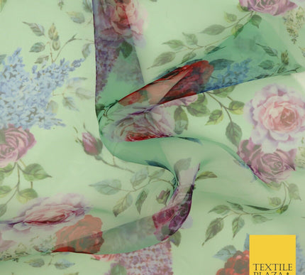 Italian Design Premium Floral Digital Printed Sheer Organza 100%Polyester Fabric
