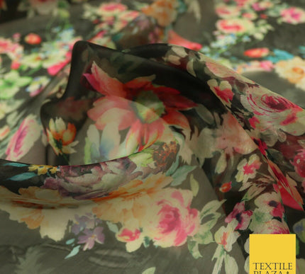 Italian Design Premium Floral Digital Printed Sheer Organza 100%Polyester Fabric