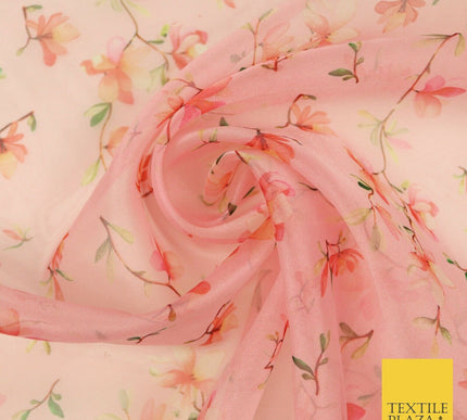 Italian Design Premium Floral Digital Printed Sheer Organza 100%Polyester Fabric