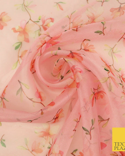 Italian Design Premium Floral Digital Printed Sheer Organza 100%Polyester Fabric