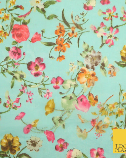 Italian Design Premium Floral Digital Printed Sheer Organza 100%Polyester Fabric