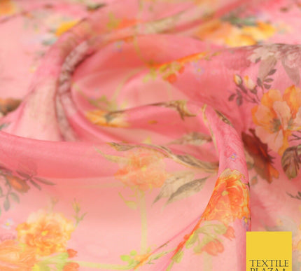 Italian Design Premium Floral Digital Printed Sheer Organza 100%Polyester Fabric