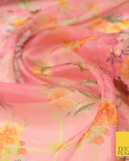 Italian Design Premium Floral Digital Printed Sheer Organza 100%Polyester Fabric