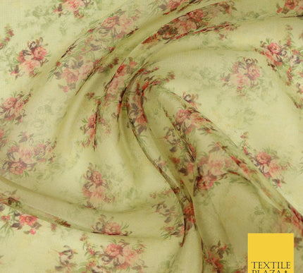 Italian Design Premium Floral Digital Printed Sheer Organza 100%Polyester Fabric