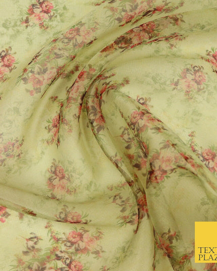 Italian Design Premium Floral Digital Printed Sheer Organza 100%Polyester Fabric