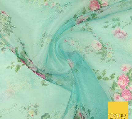 Italian Design Premium Floral Digital Printed Sheer Organza 100%Polyester Fabric