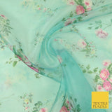Italian Design Premium Floral Digital Printed Sheer Organza 100%Polyester Fabric