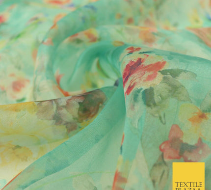 Italian Design Premium Floral Digital Printed Sheer Organza 100%Polyester Fabric