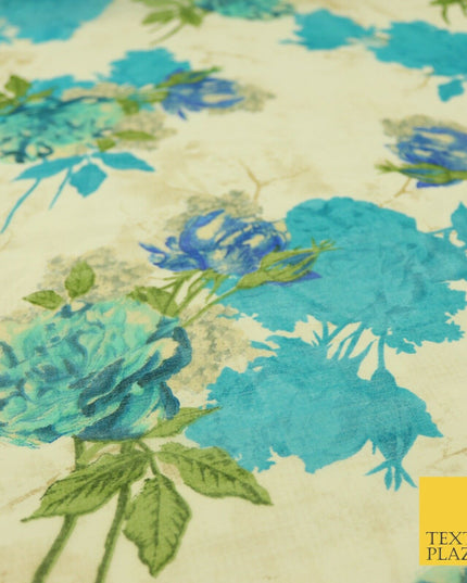 Italian Design Premium Floral Digital Printed Sheer Organza 100%Polyester Fabric