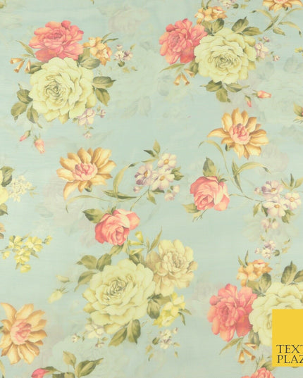 Italian Design Premium Floral Digital Printed Sheer Organza 100%Polyester Fabric