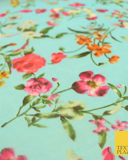 Italian Design Premium Floral Digital Printed Sheer Organza 100%Polyester Fabric