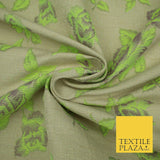 Beige Flo Green Pink Flower Textured Jacquard Floral Dress Fabric 59" Wide