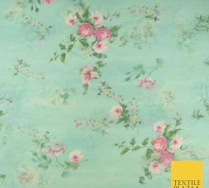 Italian Design Premium Floral Digital Printed Sheer Organza 100%Polyester Fabric