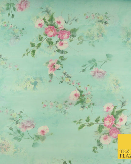 Italian Design Premium Floral Digital Printed Sheer Organza 100%Polyester Fabric