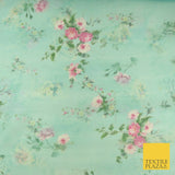 Italian Design Premium Floral Digital Printed Sheer Organza 100%Polyester Fabric