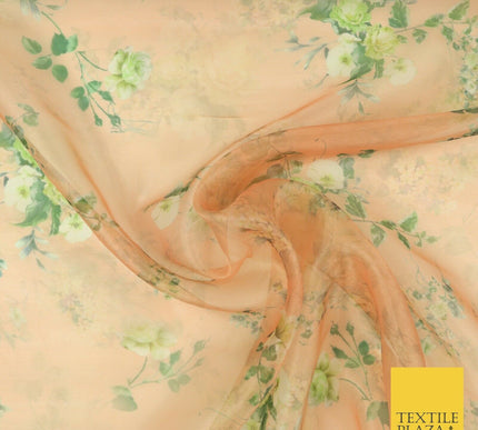 Italian Design Premium Floral Digital Printed Sheer Organza 100%Polyester Fabric
