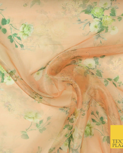 Italian Design Premium Floral Digital Printed Sheer Organza 100%Polyester Fabric