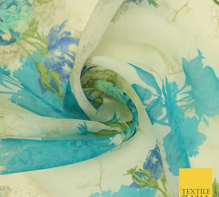Italian Design Premium Floral Digital Printed Sheer Organza 100%Polyester Fabric
