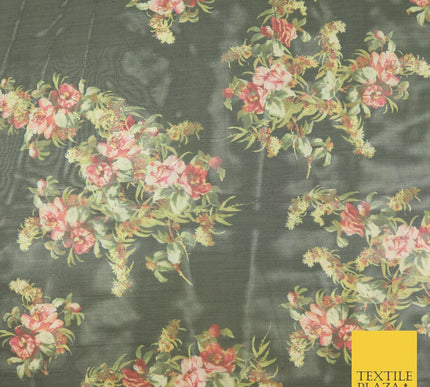 Italian Design Premium Floral Digital Printed Sheer Organza 100%Polyester Fabric
