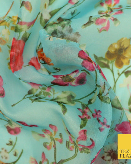 Italian Design Premium Floral Digital Printed Sheer Organza 100%Polyester Fabric