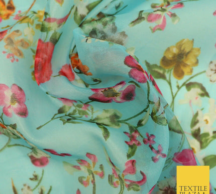 Italian Design Premium Floral Digital Printed Sheer Organza 100%Polyester Fabric