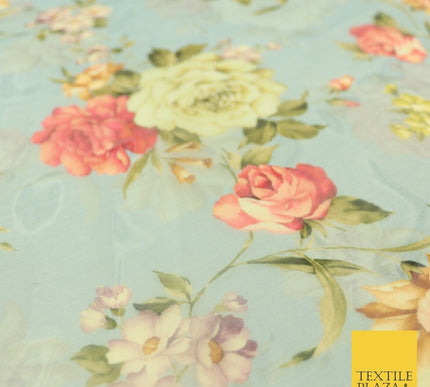Italian Design Premium Floral Digital Printed Sheer Organza 100%Polyester Fabric