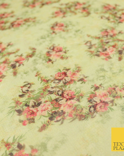 Italian Design Premium Floral Digital Printed Sheer Organza 100%Polyester Fabric