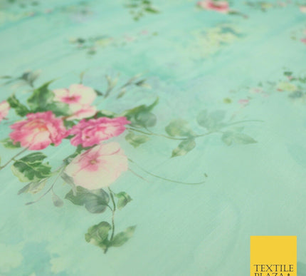 Italian Design Premium Floral Digital Printed Sheer Organza 100%Polyester Fabric