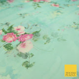 Italian Design Premium Floral Digital Printed Sheer Organza 100%Polyester Fabric