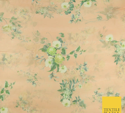 Italian Design Premium Floral Digital Printed Sheer Organza 100%Polyester Fabric