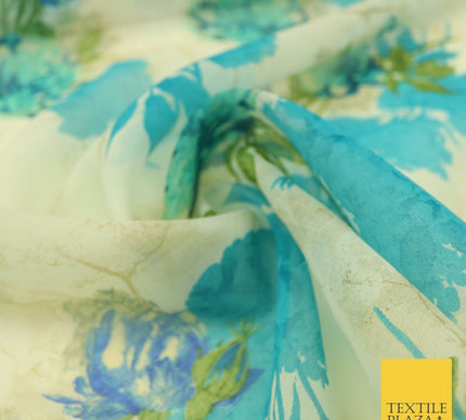 Italian Design Premium Floral Digital Printed Sheer Organza 100%Polyester Fabric