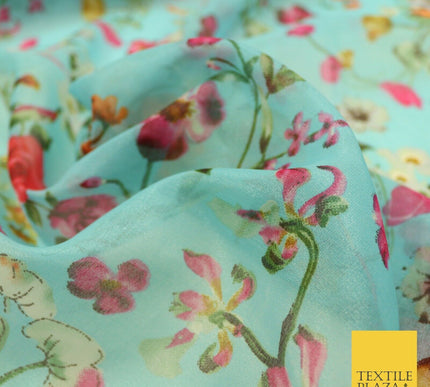 Italian Design Premium Floral Digital Printed Sheer Organza 100%Polyester Fabric