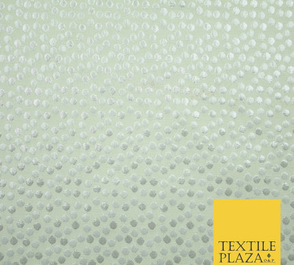 Metallic Gold Silver Spotted Circles Textured Brocade Jacquard Dress Fabric