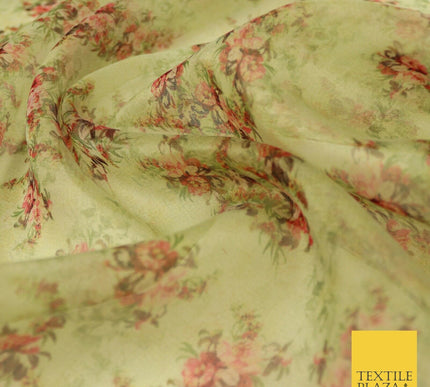Italian Design Premium Floral Digital Printed Sheer Organza 100%Polyester Fabric