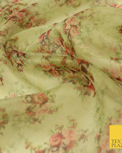 Italian Design Premium Floral Digital Printed Sheer Organza 100%Polyester Fabric