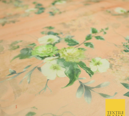 Italian Design Premium Floral Digital Printed Sheer Organza 100%Polyester Fabric