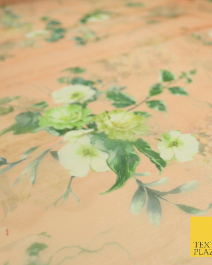 Italian Design Premium Floral Digital Printed Sheer Organza 100%Polyester Fabric