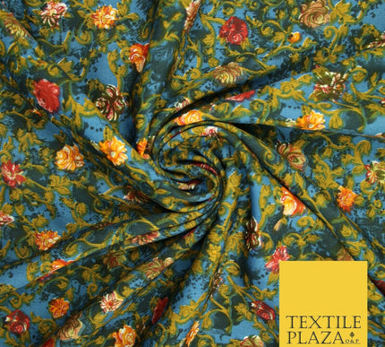 Mix Floral Animal Abstract Printed Fine Crepe Polyester Summer Dress Fabric 58"