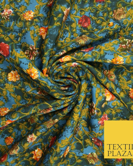 Mix Floral Animal Abstract Printed Fine Crepe Polyester Summer Dress Fabric 58"