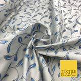 Luxury POWDER BLUE Swirl Leaf Jacquard Fabric Fancy Waistcoats Jackets 56" AC801