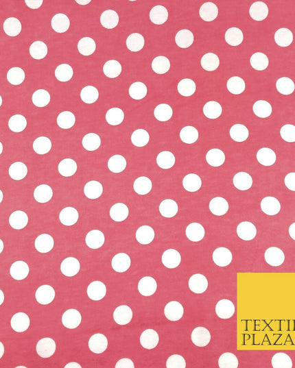Baby Pink White Spot Polka Dot Winceyette Soft Brushed Cotton Print Fabric 1285