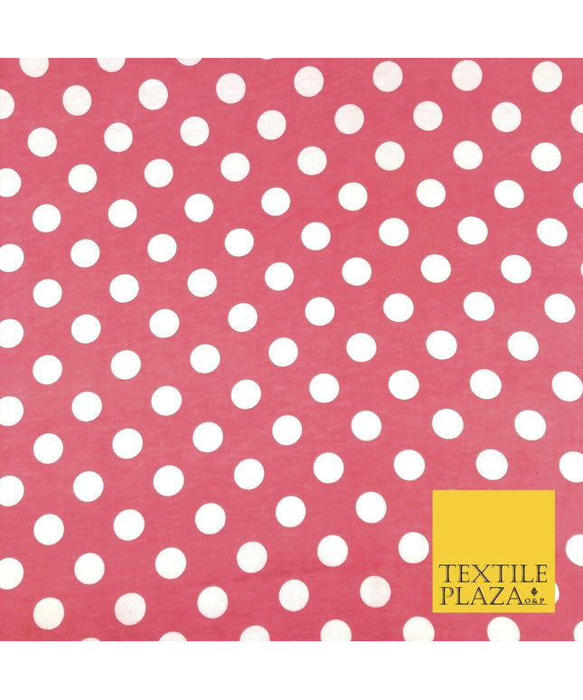 Baby Pink White Spot Polka Dot Winceyette Soft Brushed Cotton Print Fabric 1285