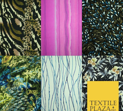 Mix Floral Animal Abstract Printed Fine Crepe Polyester Summer Dress Fabric 58"