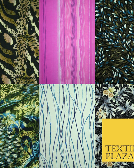 Mix Floral Animal Abstract Printed Fine Crepe Polyester Summer Dress Fabric 58"