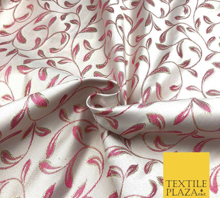 Luxury PINK Swirl Leaf Jacquard Fabric Fancy Waistcoats Jackets 56" Wide AC798