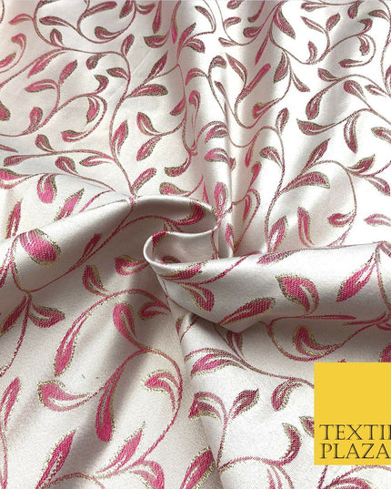 Luxury PINK Swirl Leaf Jacquard Fabric Fancy Waistcoats Jackets 56" Wide AC798